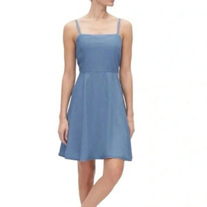 2/$30 Gap Size Medium Sundress Lyocell Chambray Strappy Fit & Flare